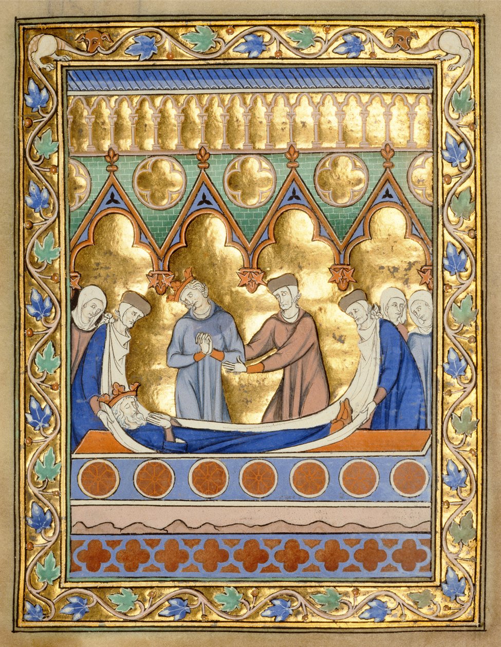Begräbnis Davids, aus dem Psalter und Stundenbuch von Isabella von Frankreich, Paris, ca. 1260 von French School