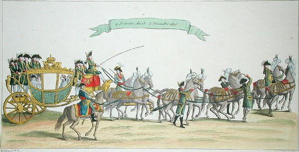 Napoleon Bonaparte (1769-1821) auf dem Weg nach Notre Dame zu seiner Krönung, 2. Dezember 1804 von French School