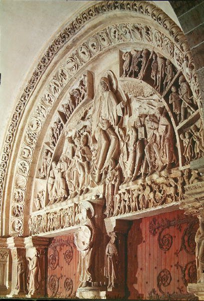 Pfingsten, vom Tympanon des zentralen Portals, ca. 1120 von French School