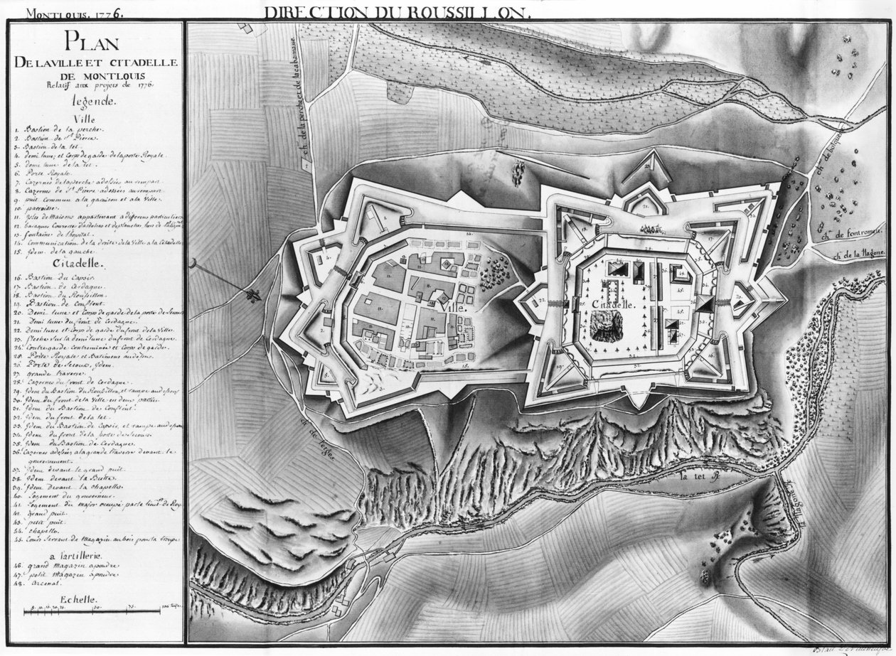 Plan und Karte der Stadt und Zitadelle von Mont-Louis, 1776 von French School