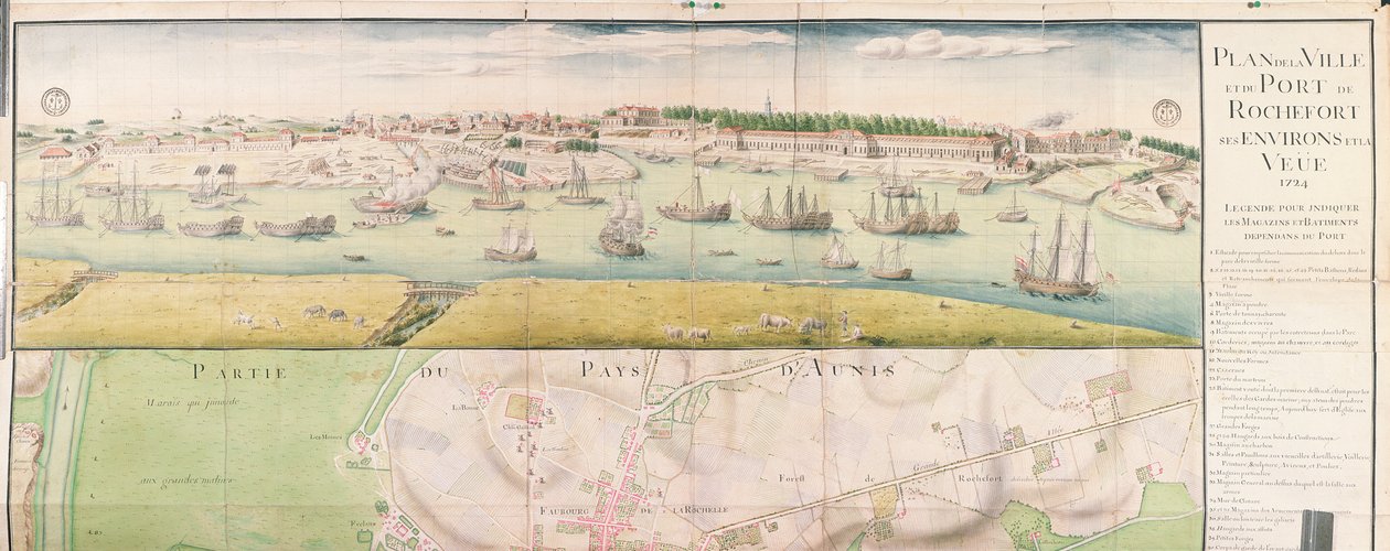 Plan der Stadt und des Hafens von Rochefort, 1724 von French School