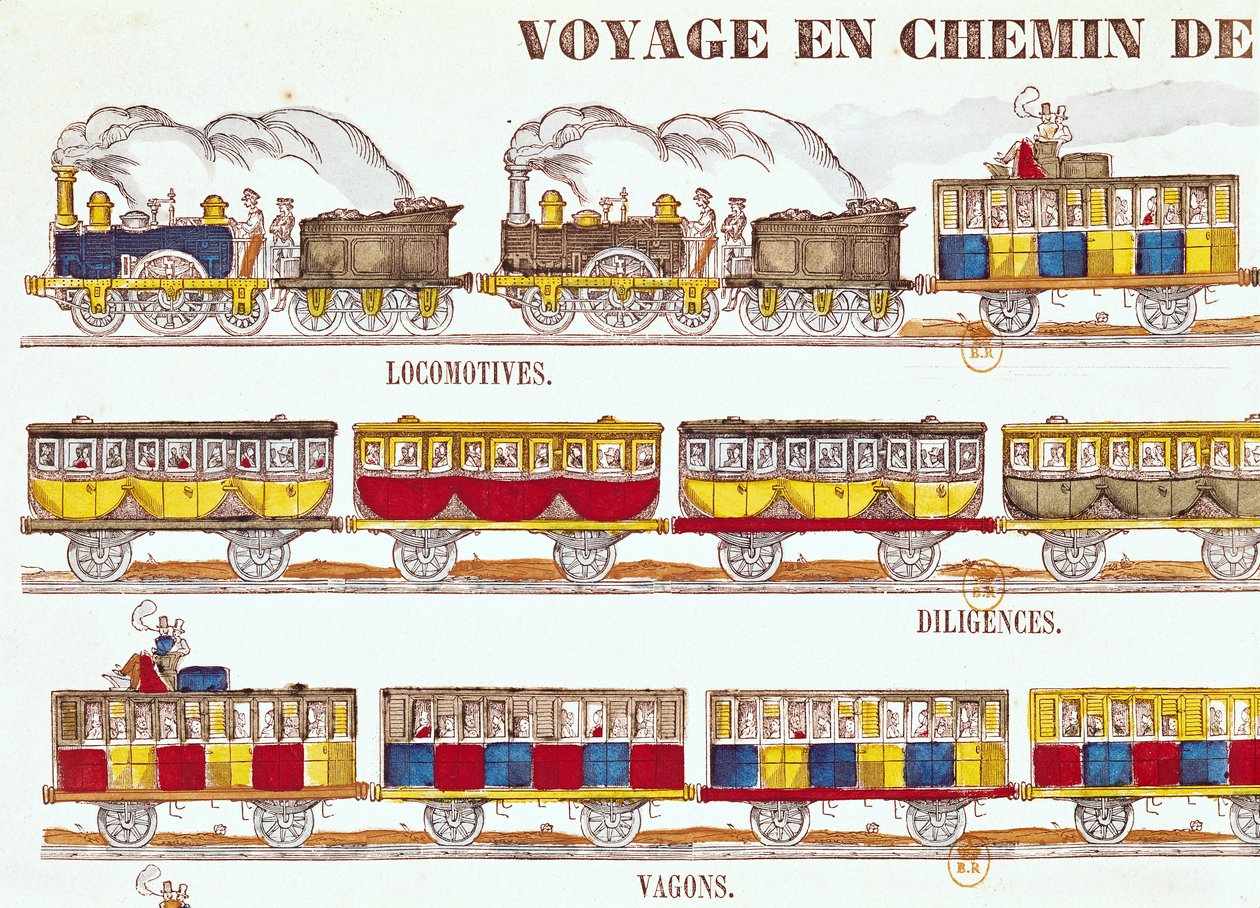 Eisenbahnreise im Jahr 1845 (Detail) von French School