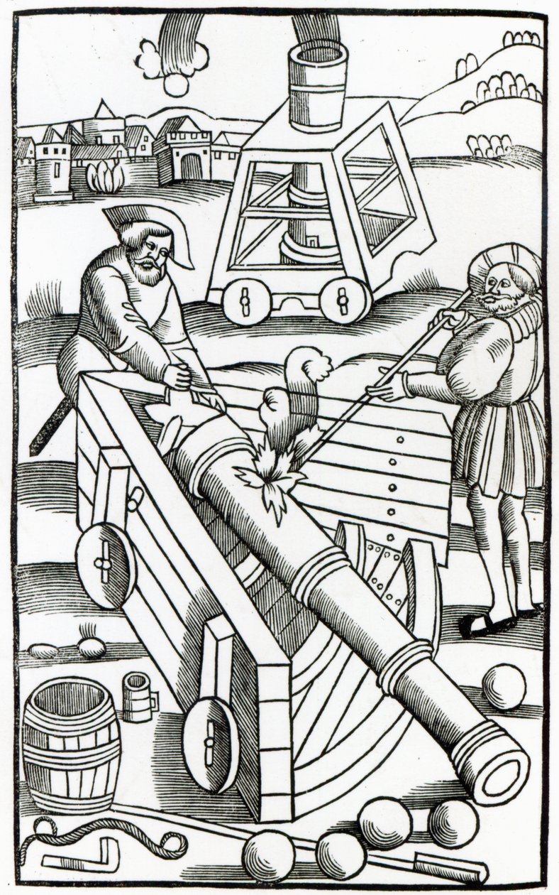 Soldaten feuern eine Kanone ab, Illustration für 