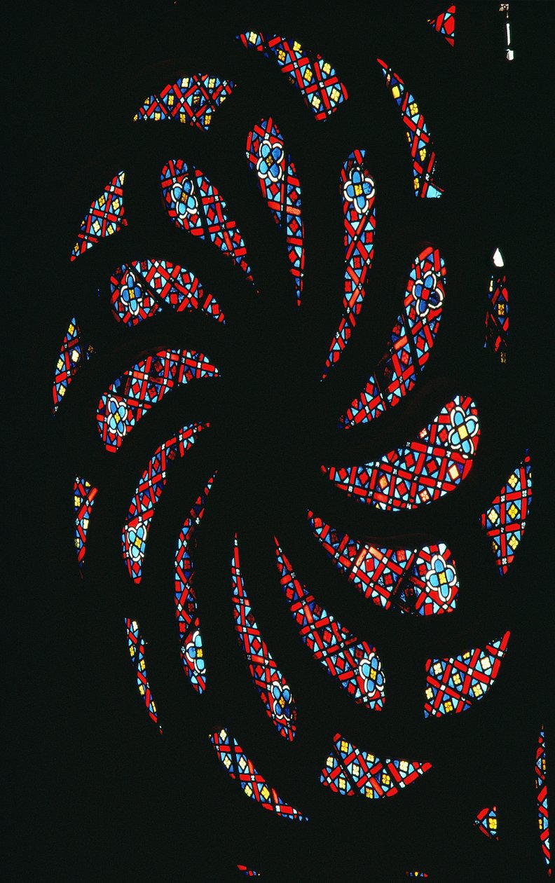 Spiralförmiges Rosettenfenster, Kapelle der Bourbonen (Buntglas) von French School