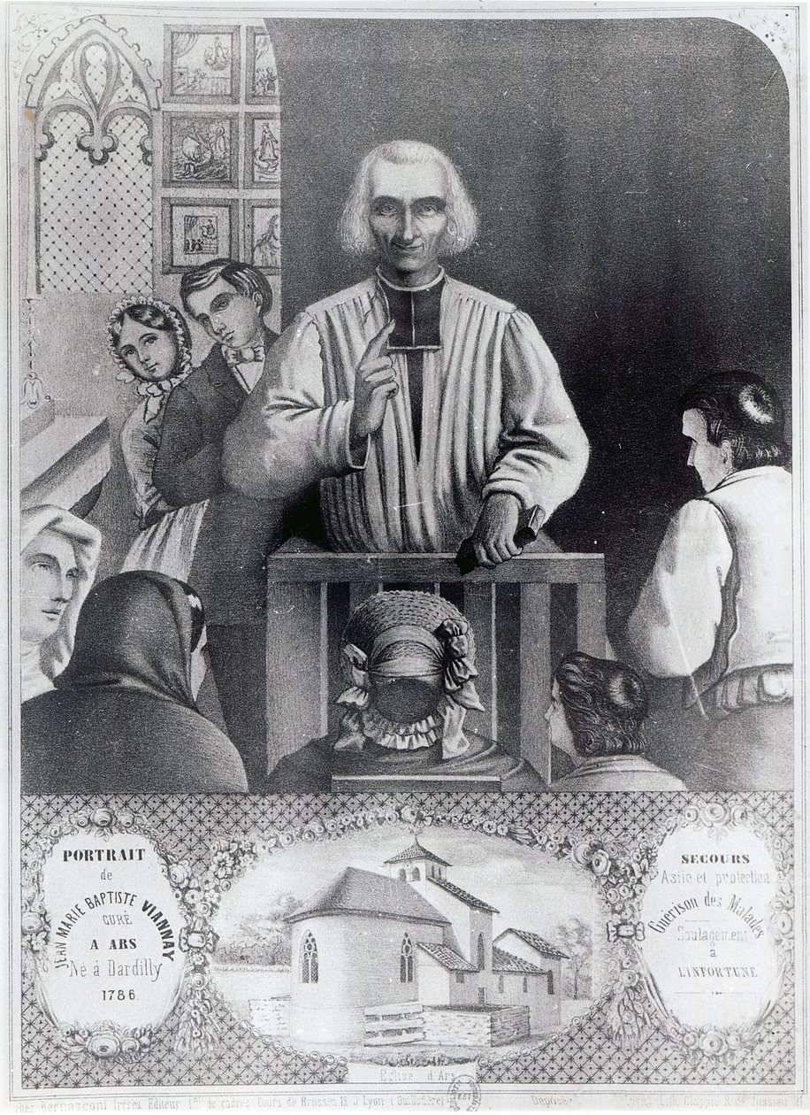 St. Jean-Marie Vianney (1786-1859) predigend, 19. Jahrhundert von French School