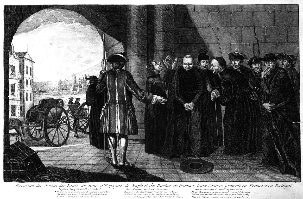 Die Vertreibung der Jesuiten aus den Königreichen Spanien und Neapel und dem Herzogtum Parma; ihre Orden in Frankreich und Portugal verboten, ca. 1770er Jahre von French School
