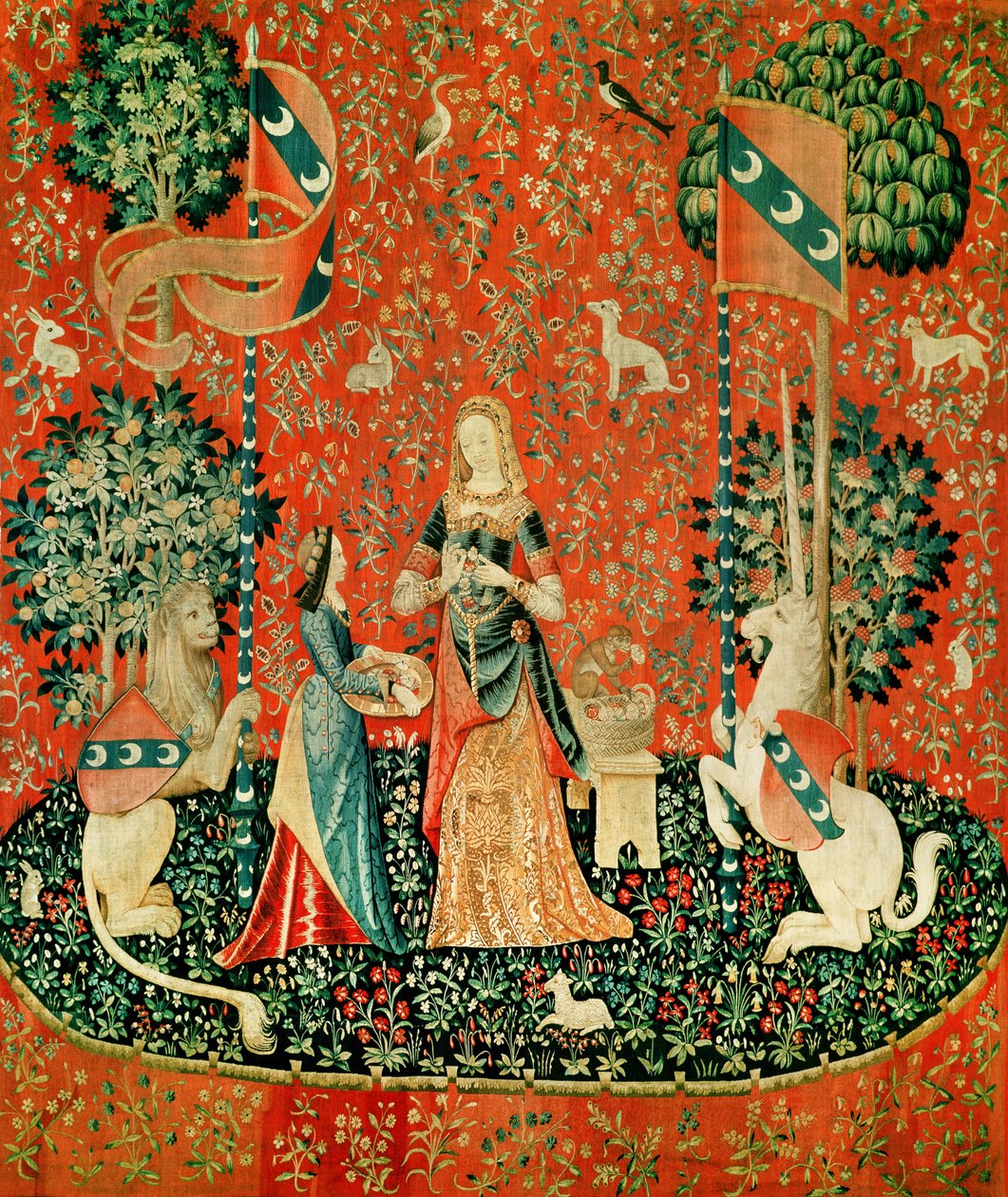 Die Dame und das Einhorn: Geruch (Wandteppich) von French School