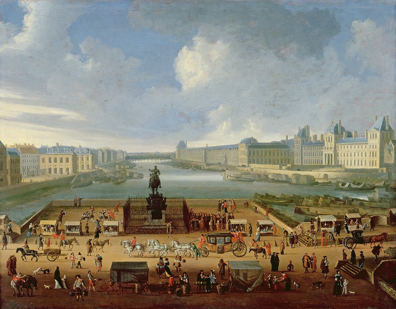 Die Seine, der Louvre und das Collège des Quatre-Nations vom Pont Neuf aus gesehen, ca. 1665-70 von French School