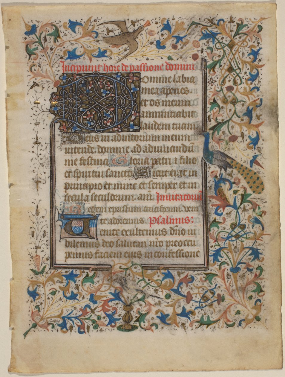 Manuskriptblatt aus einem Stundenbuch (incip. Passionis) von French 14th Century