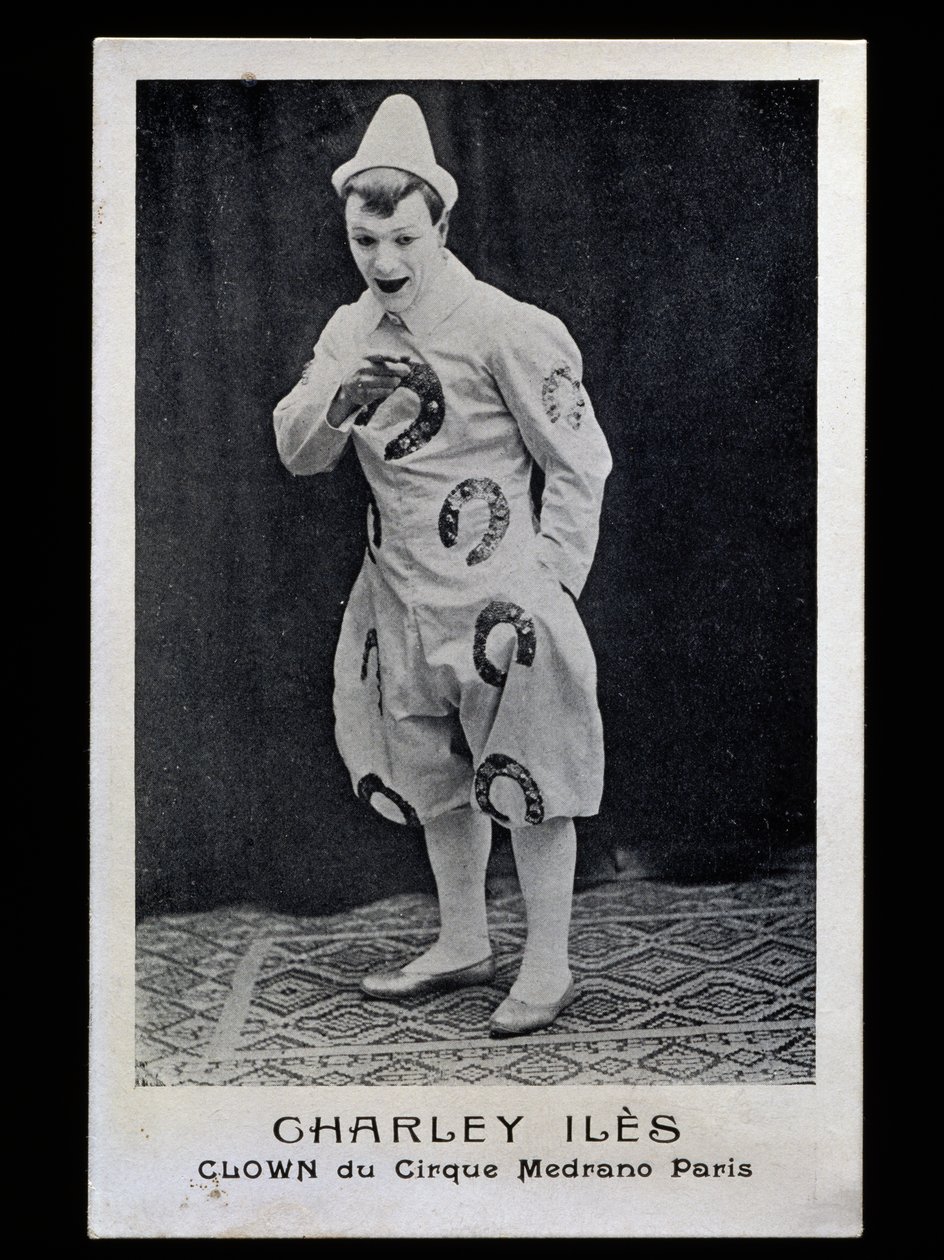 Clown Charley Iles (1876-?) vom Medrano-Zirkus in Paris, ca. 1910, Postkarte, Frankreich, 20. Jahrhundert von French Photographer