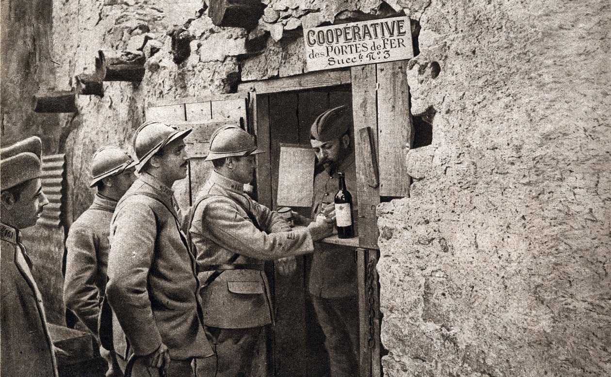 Erster Weltkrieg: "Kooperative Systeme auf dem Schlachtfeld, die erschöpften Soldaten Erholung ermöglichen." In "Der Spiegel" 1918 von French Photographer