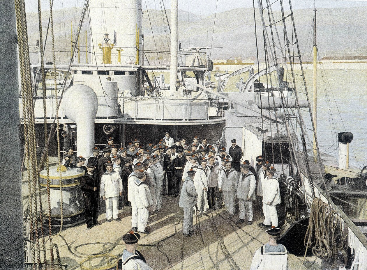 Französische Marine, Ende des 19. Jahrhunderts: Der Wagemestre, Verteilung der Briefe - Bibl. des Arts Deco von French Photographer