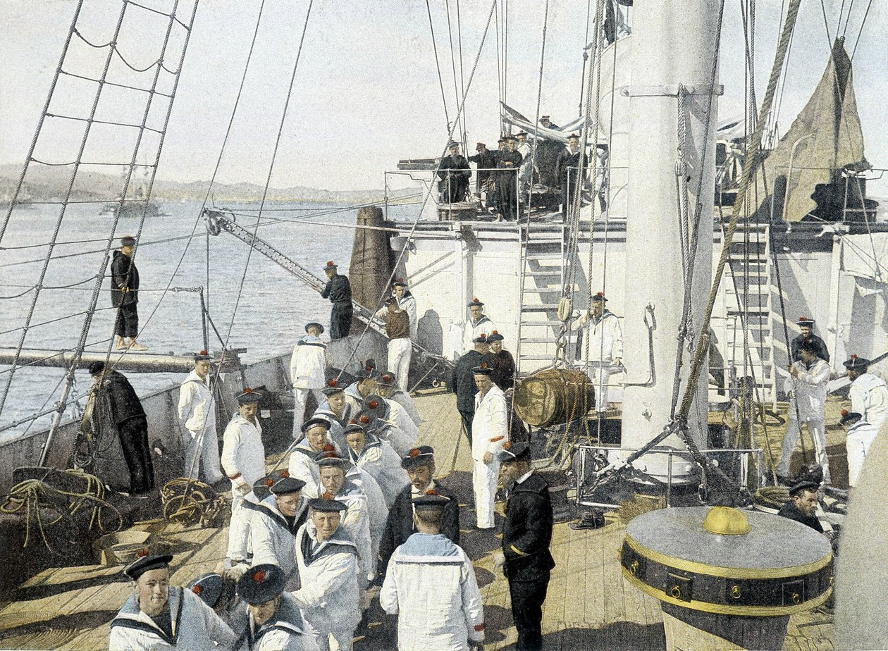 Französische Marine, Ende des 19. Jahrhunderts: Verpflegung an Bord - Bibl. des Arts Deco von French Photographer