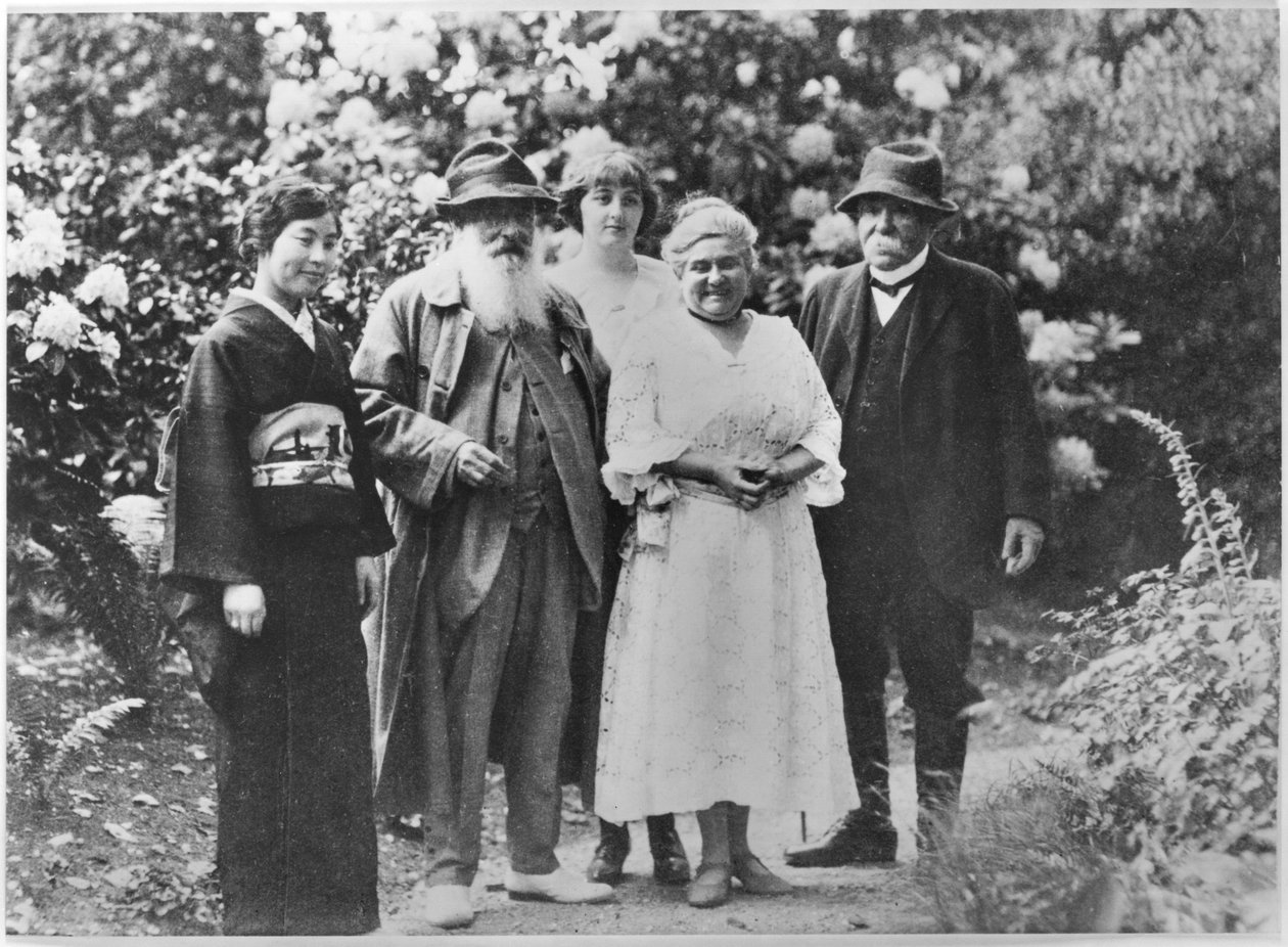 Madame Kuroki, Claude Monet (1840-1926), Alice Butler (1894-1949), Blanche Hoschede-Monet und Georges Clemenceau (1841-1929) im Garten von Giverny von French Photographer