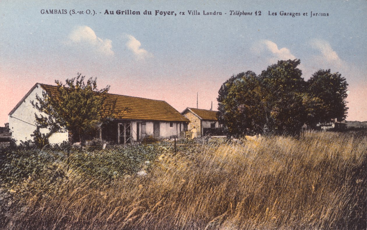Postkarte, die das Haus von Henri Desire Landru (1869-1922) in Gambais darstellt von French Photographer