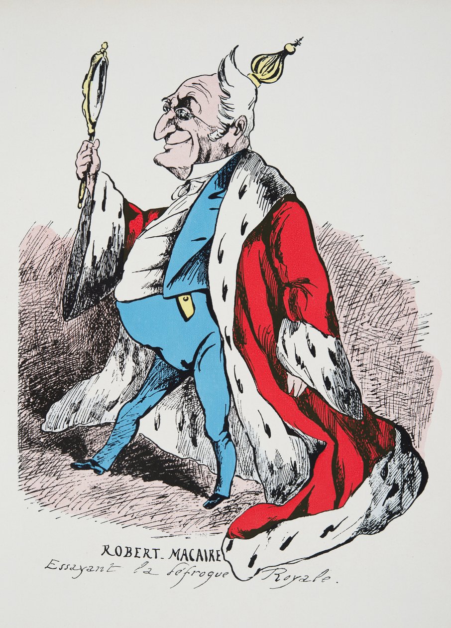 Robert Macaire - probiert die königliche Kleidung, aus Histoire de la Troisieme Republique, Bd. I, l