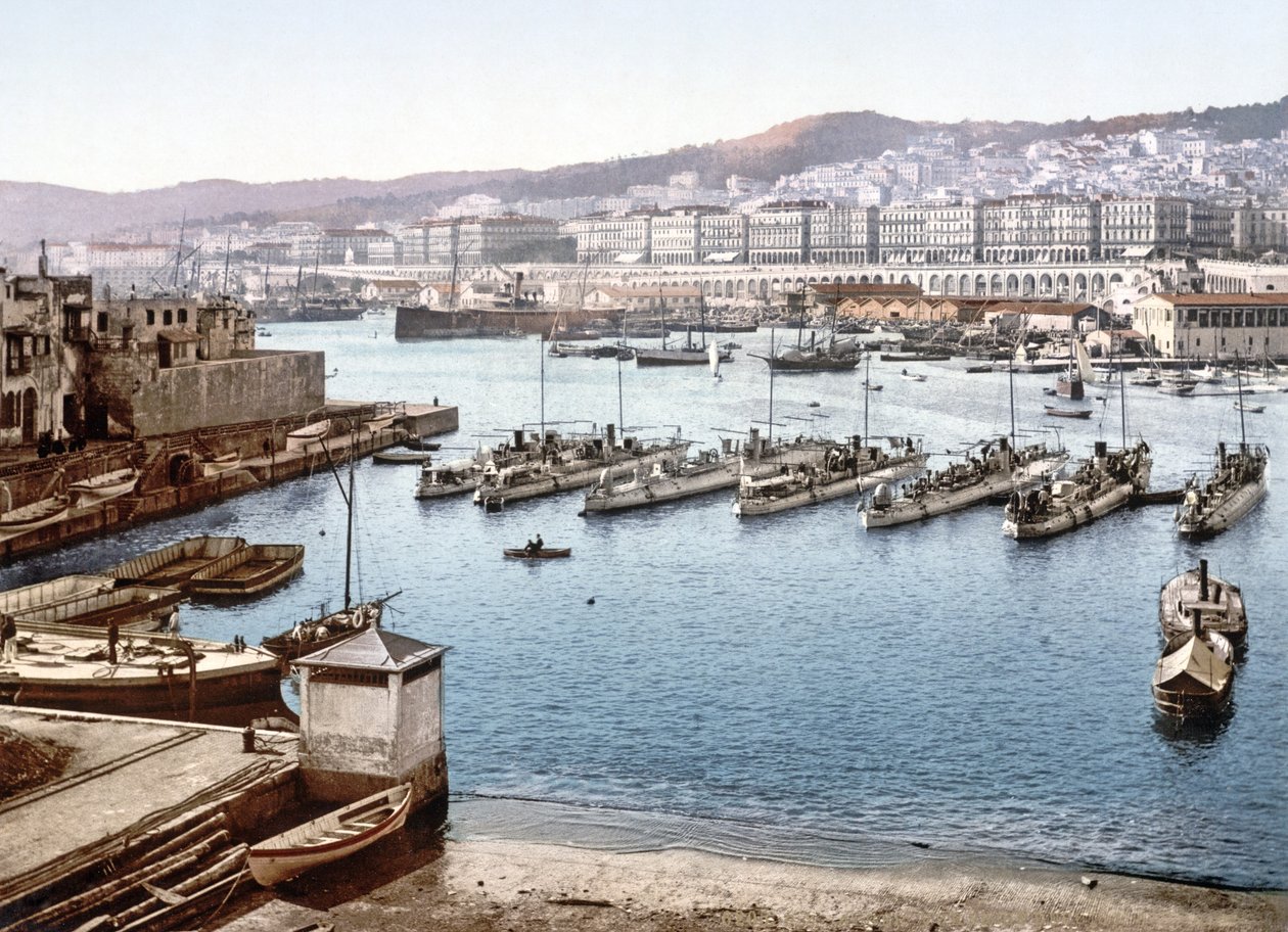 Blick auf den Hafen von Algier vom Admiralität, veröffentlicht 1900 von French Photographer