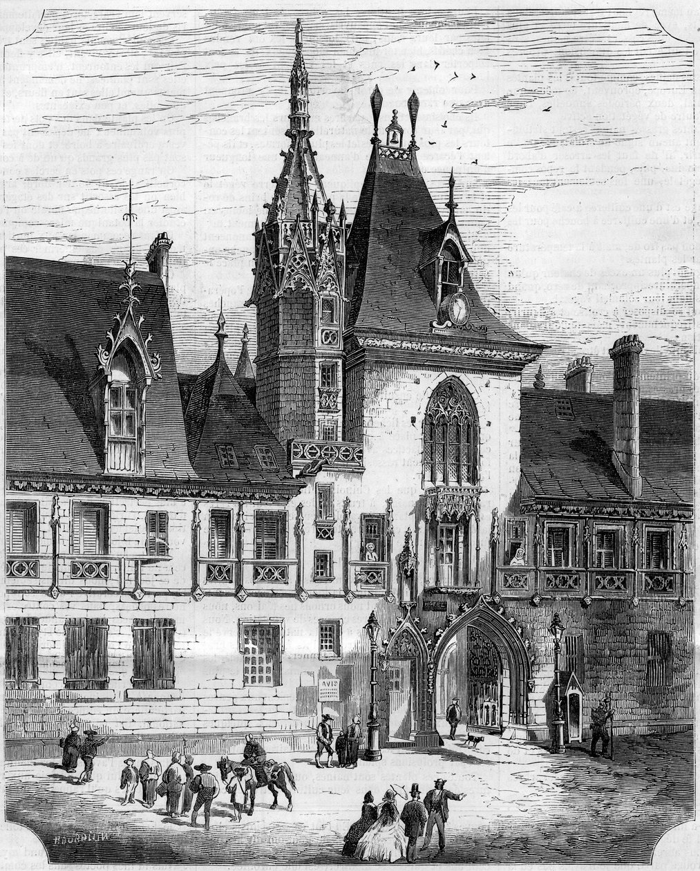 Gotische Architektur des 15. Jahrhunderts: Fassade des Innenhofs des Hauses von Jacques Cœur (1395-1456), französischer Händler. Bourges, Cher (18) von French School