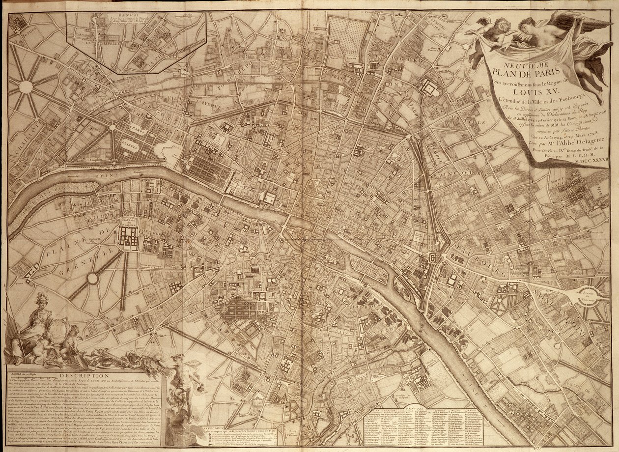 9. Plan von Paris unter Ludwig XV. - in „Continuation du traite de la police“ von French School