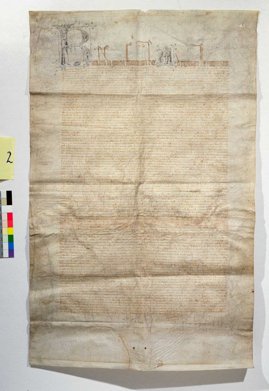 AE II 401 AB Gründungsurkunde der Königlichen Kapelle in Vincennes, gewidmet der Dreifaltigkeit, November 1379 von French School