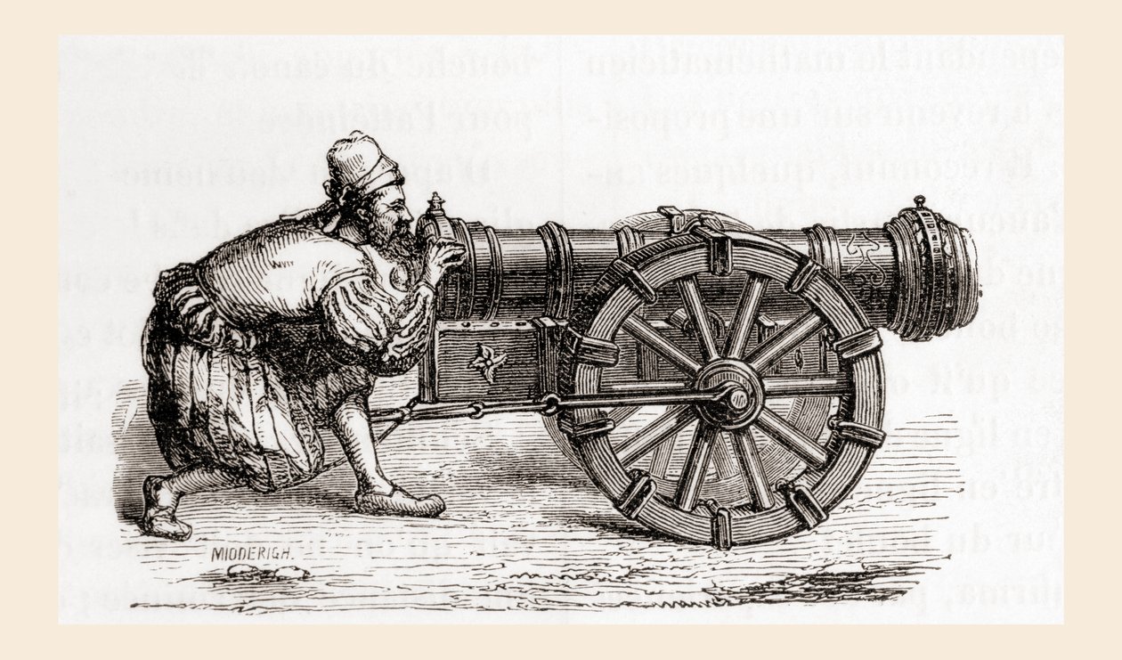 Eine deutsche Hinterladerkanone aus dem 16. Jahrhundert, aus Les Merveilles de la Science, veröffentlicht um 1870 (Gravur) von French School