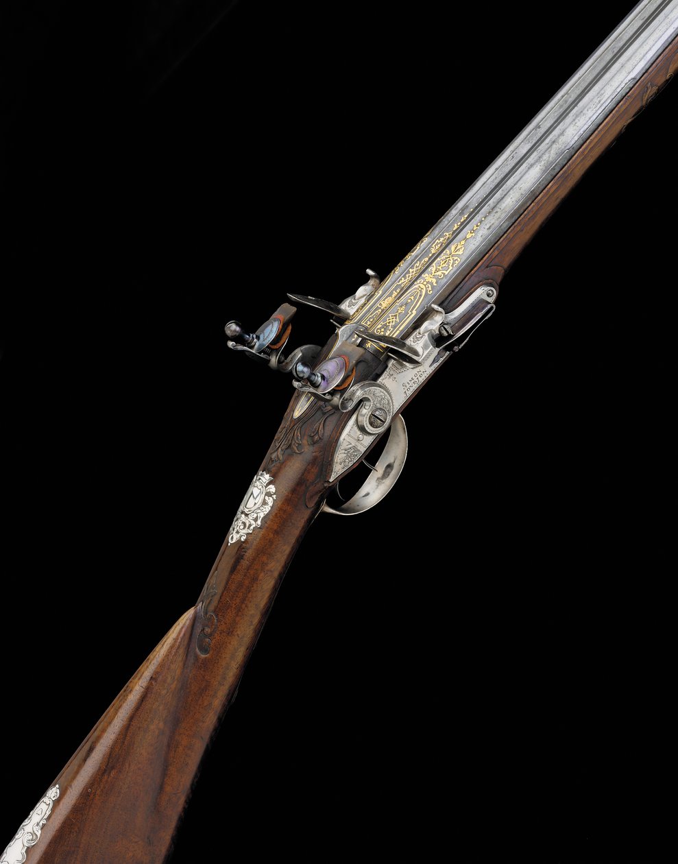 Feine und seltene französische Doppelflinten-Sportwaffe, ca. 1725 von French School