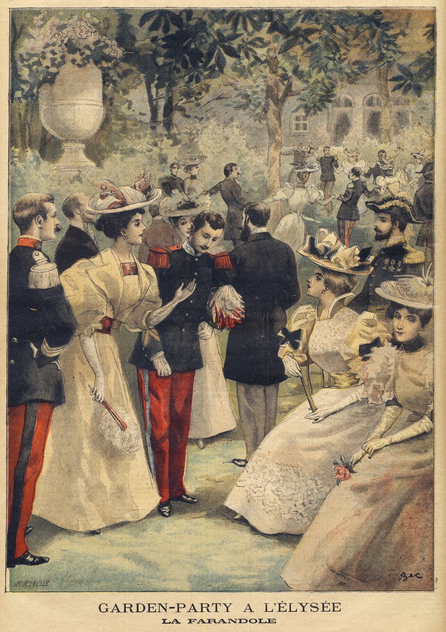 Eine Gartenparty im Elysée (La Farandole) - Illustration von Méaulle, Fortune Louis (1844-1901) aus 