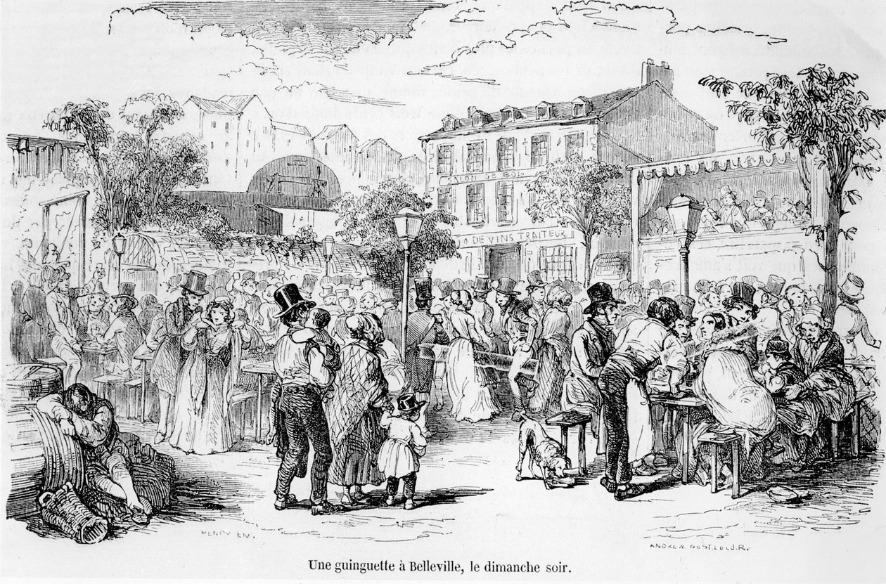 Eine Guinguette in Belleville am Sonntagabend, aus Tableau de Paris von Edmond Auguste Texier, Paris, 1852 von French School