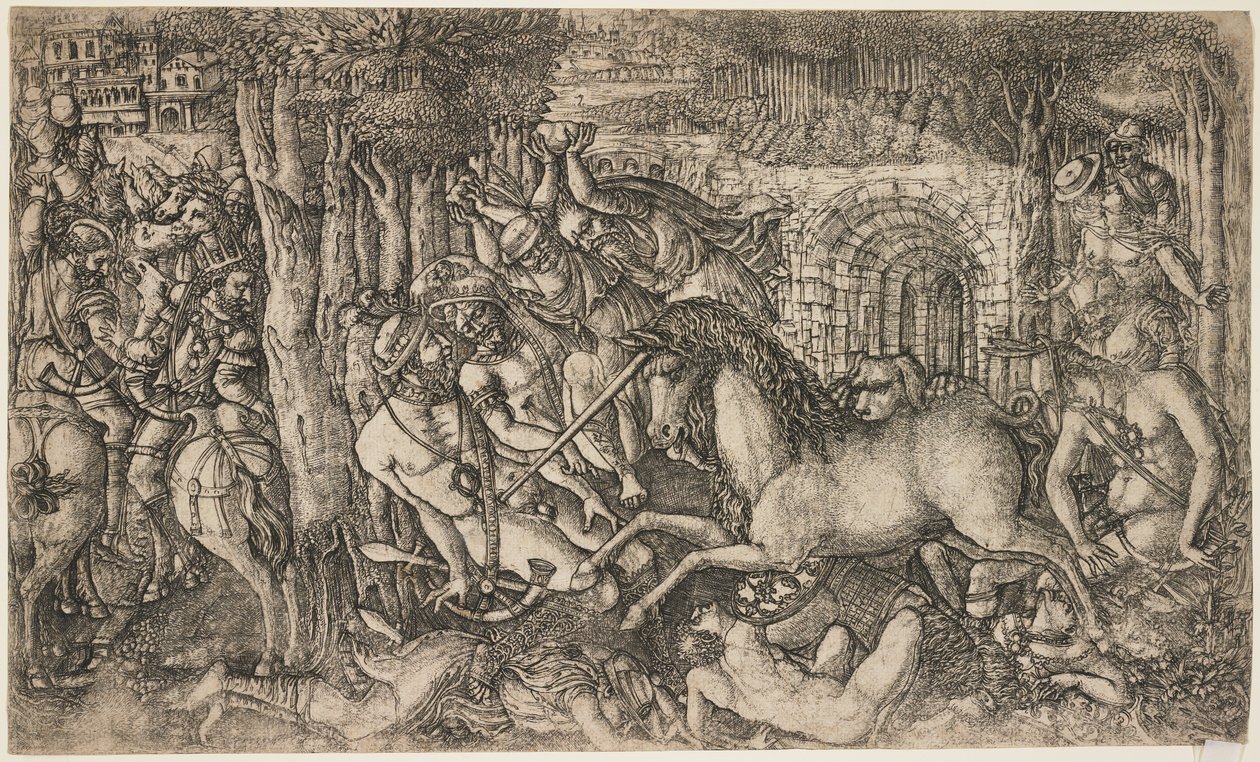 Ein König verfolgt von einem Einhorn, um 1547 von French School