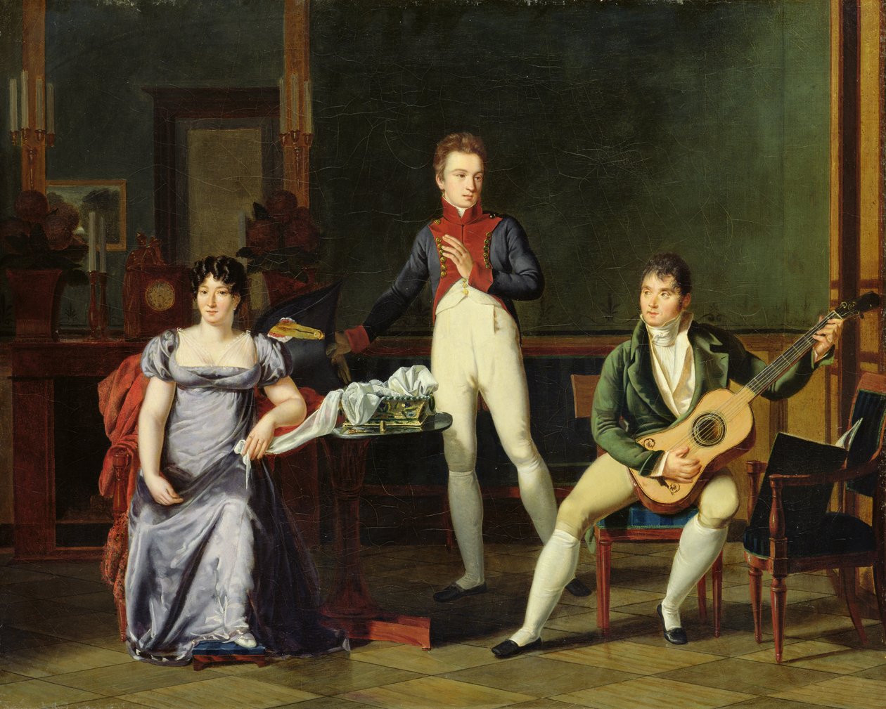 Ein Musiker und seine Familie, möglicherweise Fernando Sor (1778-1839) von French School