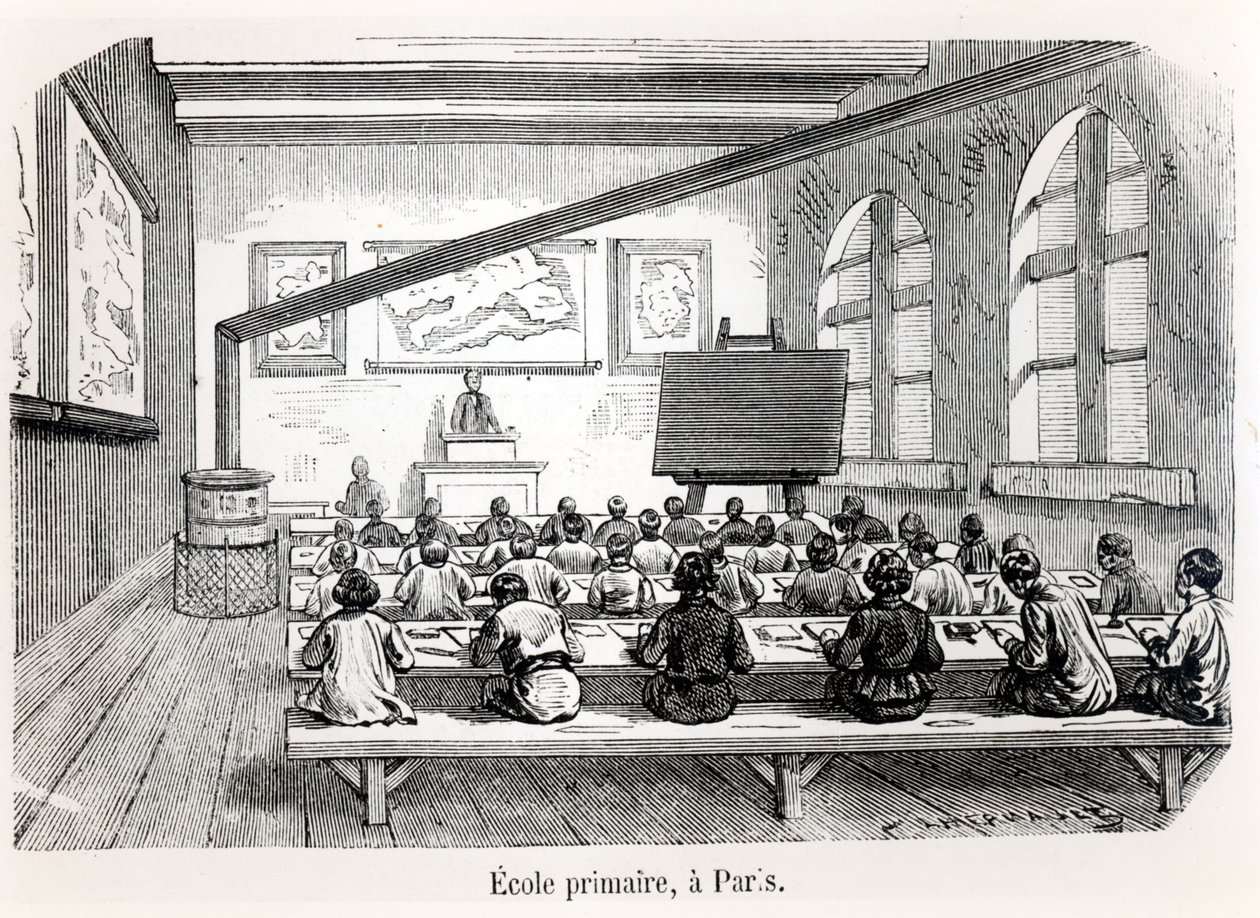 Eine Grundschule in Paris, aus Almanach du Magasin Pittoresque, 1975 von French School
