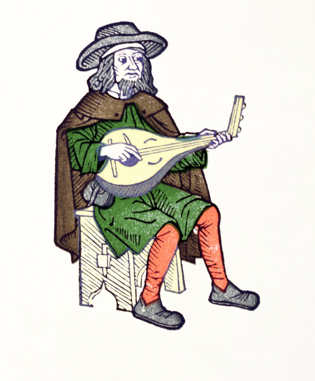Ein Troubadour, der Laute spielt, aus der frühen 13. Jahrhundert Chantefable 