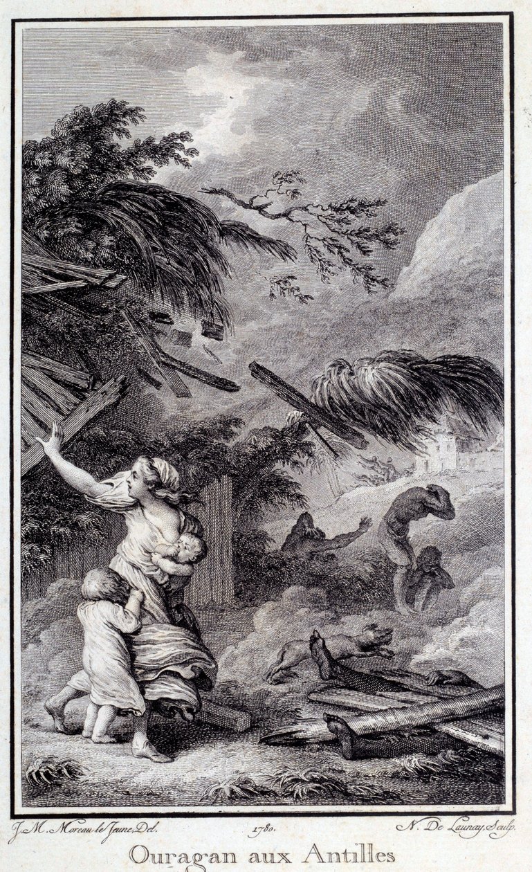 Ein Hurrikan in den Westindischen Inseln. Gravur von 1780 von French School