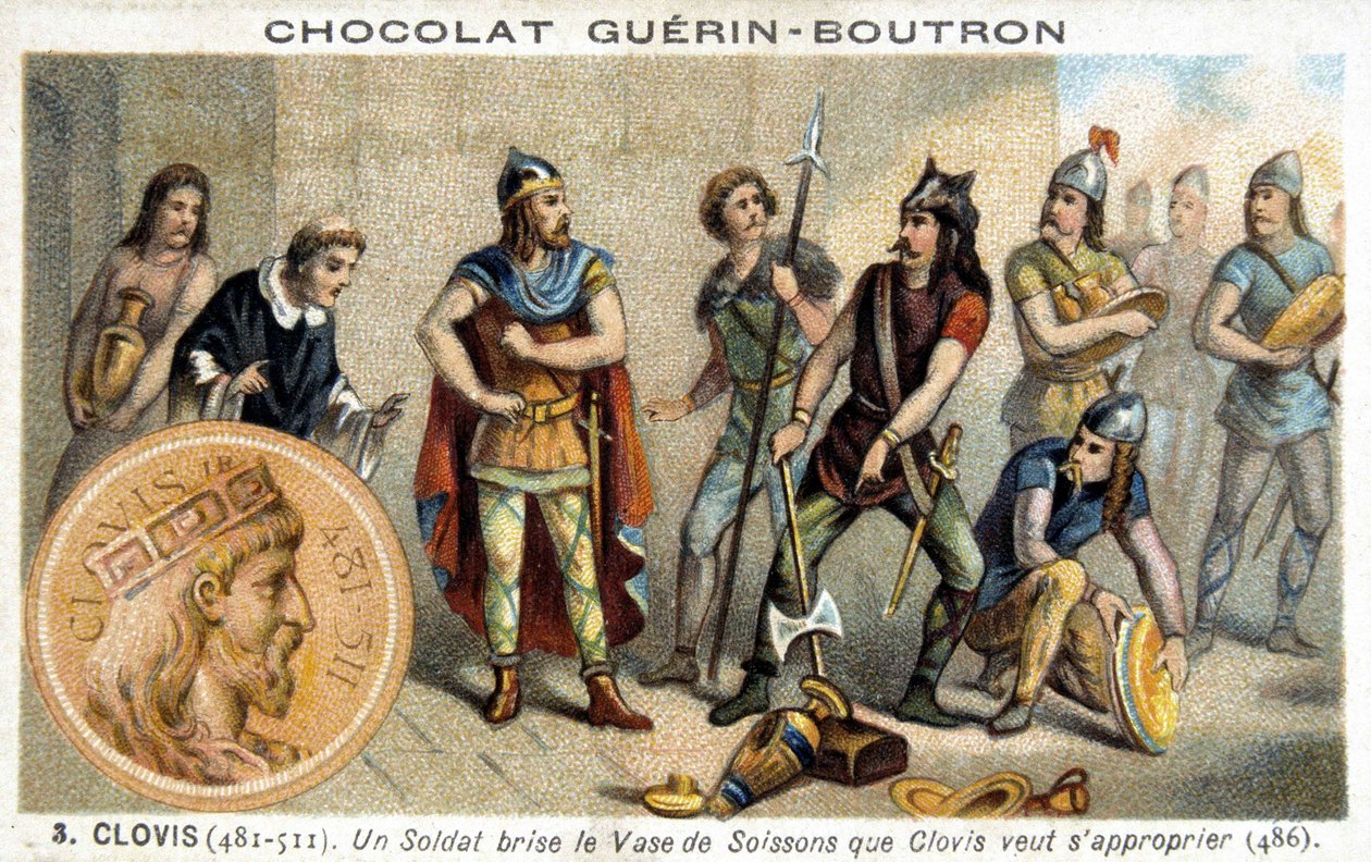Ein Soldat zerbricht die Soissons-Vase, die Clovis besitzen möchte, 486 von French School