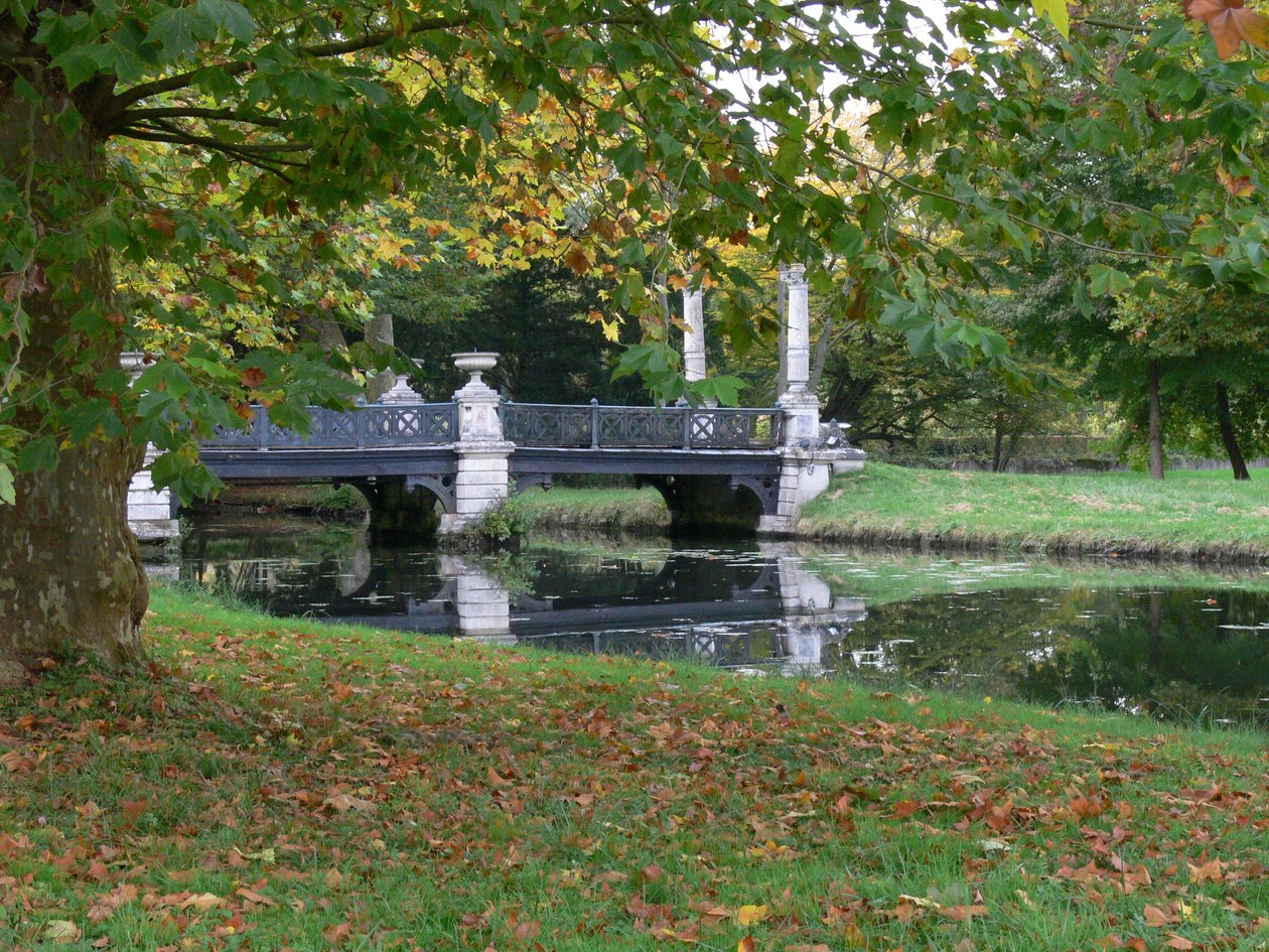 Ansicht der Brücke in den Englischen Gärten, Le Pont des Grandes Homms von French School