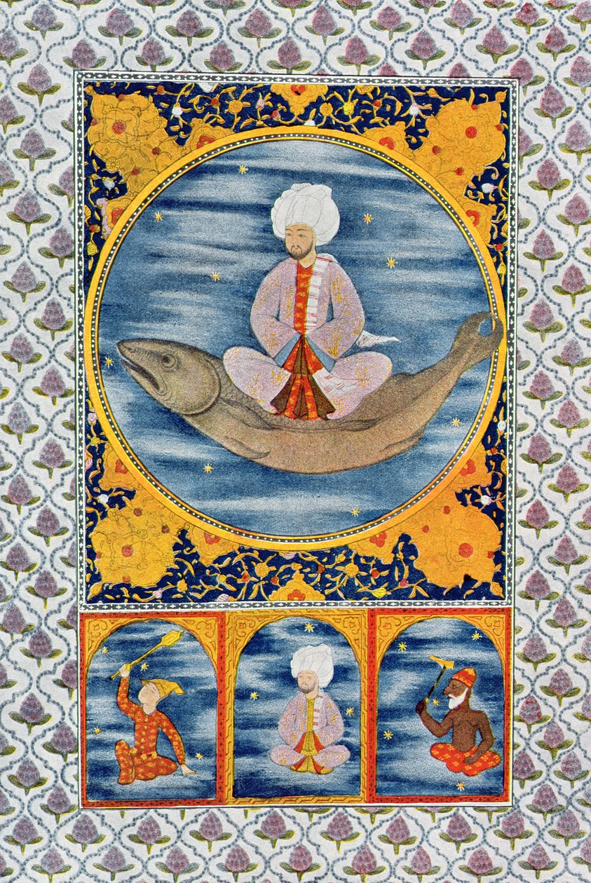 Abdallah vom Meer, Illustration aus Tausendundeine Nacht, 1895 (Farbstich) von French School