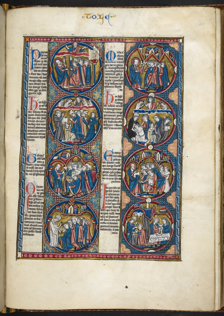Add MS Harley 1527, f.105r, Miniaturen aus der Bible moralisée von French School