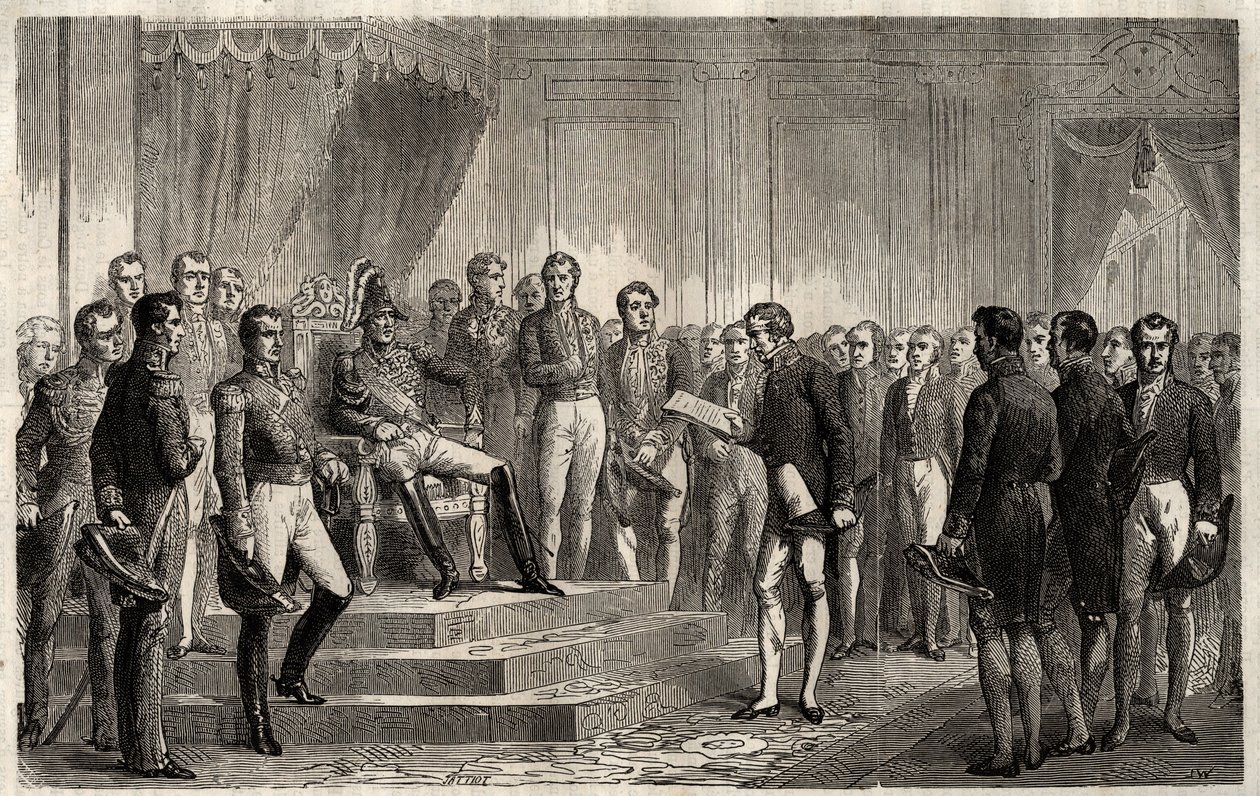 Adresse der 221 - Liberaler Staatsmann Roy-Collard präsentiert die Adresse der 221 - Pierre Paul Royer-Collard liest König Charles X. die Adresse der 221 vor, um gegen die Herrschaft von 1830 zu protestieren - Pierre Paul Royer Collard (1763-1845) von French School