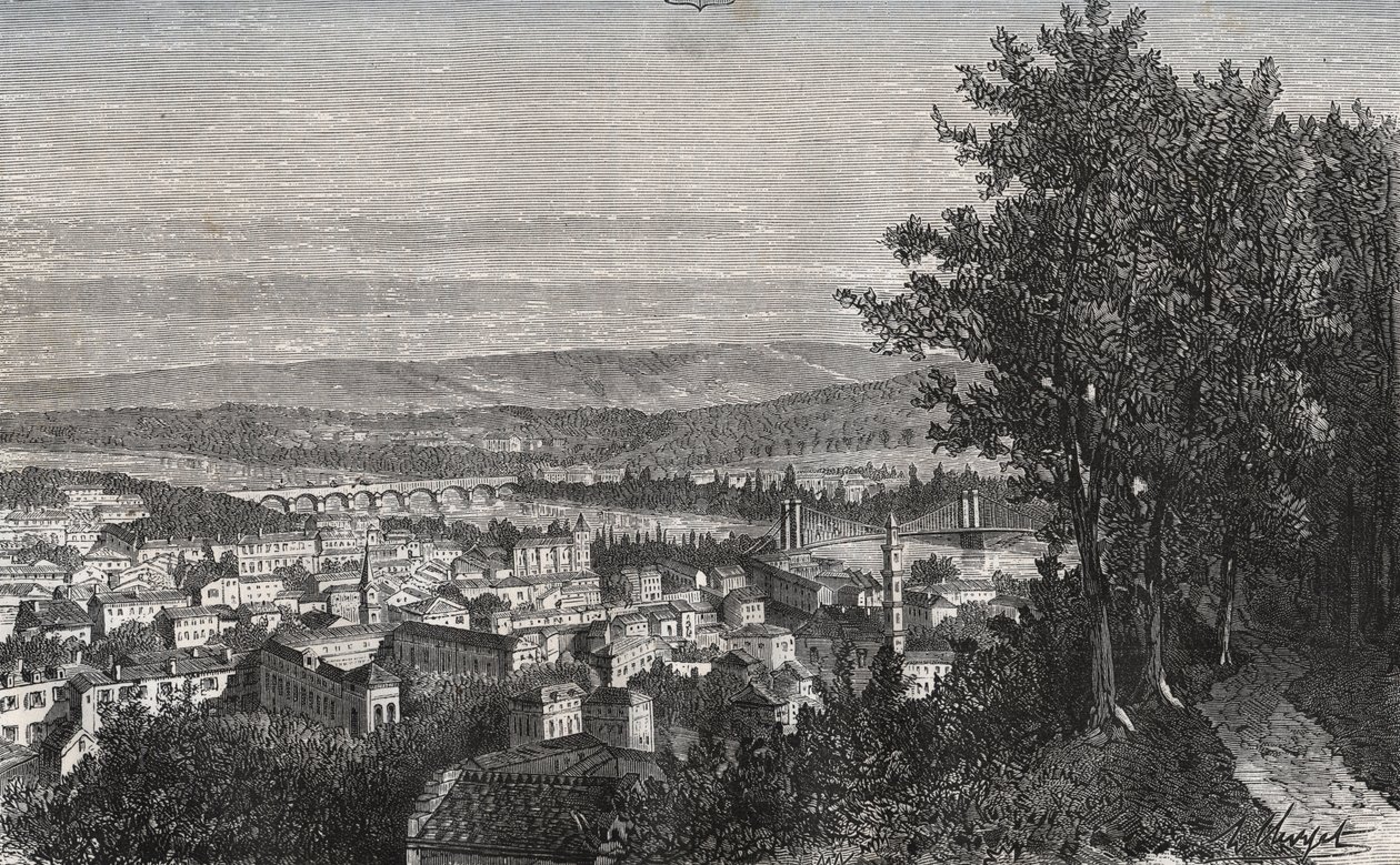 Agen - Lot-et-Garonne - Gravur in „La France illustree: Geographie, Geschichte, statistische Verwaltung“ von V.A. Malt-Brown. 1884 von French School