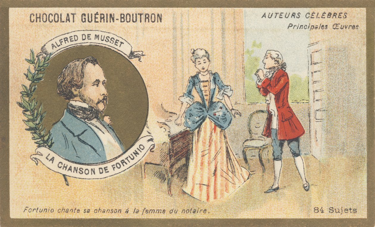 Alfred de Musset (1810-1857), französischer Schriftsteller der Romantik, Autor von „Chanson de Fortunio“, Poesie (1852) von French School