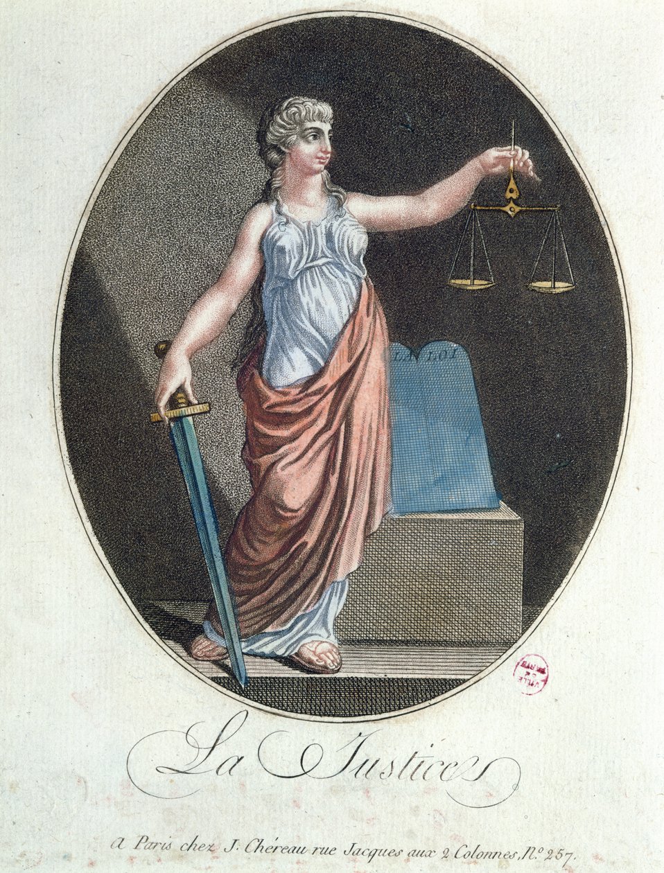 Allegorie der Gerechtigkeit, veröffentlicht von J. Chereau, Paris, 1792 von French School