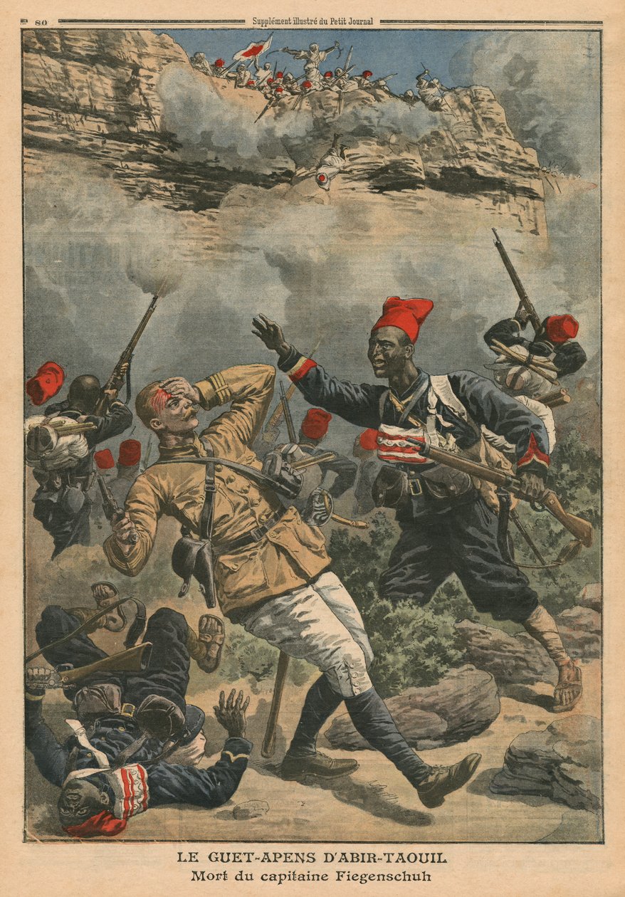 Hinterhalt bei Abir-Taouil, Tod von Hauptmann Fiegenschuh, Illustration aus 
