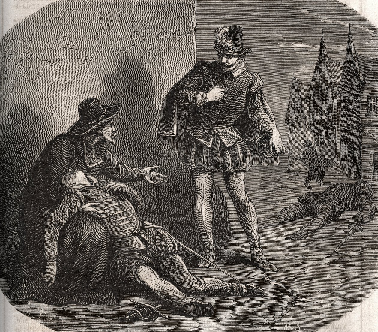 Ein Abgesandter des Königs von Frankreich Heinrich III. (1551-1589) wurde 1582 sterbend in den Straßen von Rom gefunden. Er trug eine kompromittierende Nachricht des Königs über seine Schwester Marguerite de Valois (1553-1615), bekannt als Königin Margot.  von French School