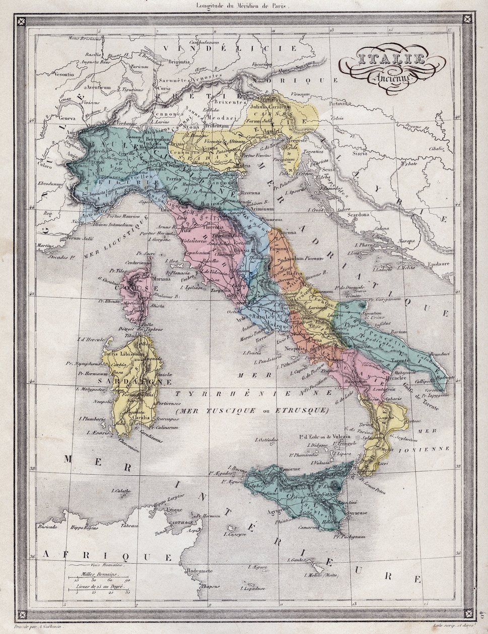 Antikes Italien - Tafel aus „Universal Atlas of Ancient and Modern Geography for Residential Schools“ von Vuillemin - ca. 1845 von French School