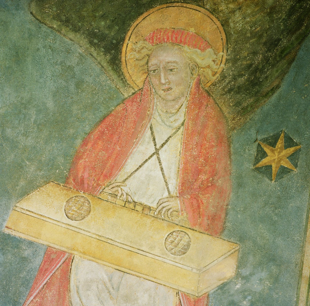 Engel spielt ein Clavichord, Detail aus dem Gewölbe der Krypta von French School