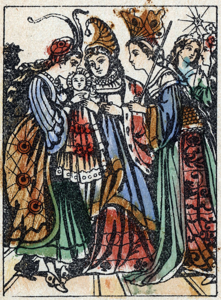 Anonyme Illustration zu „Dornröschen“, Märchen von Charles Perrault (1628-1703), französischer Schriftsteller. Holzstich von Imaging Pellerin - Epinal, sd. Ende des 19. Jahrhunderts. von French School