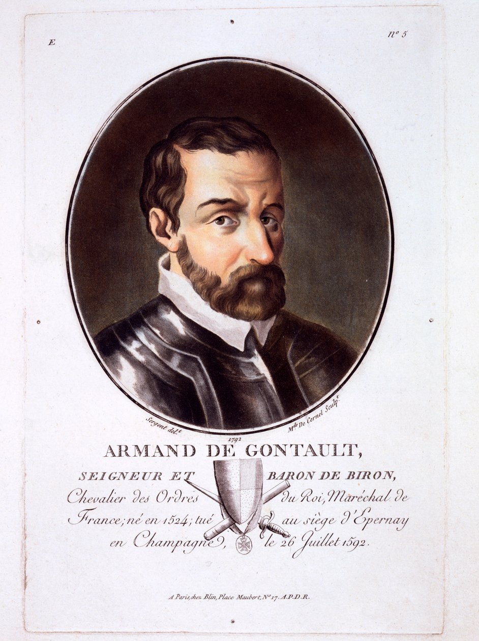 Armand de Gontaut, aus Portraits des grands hommes, femmes illustres, et sujets memorables de France, veröffentlicht 1787-92 von French School