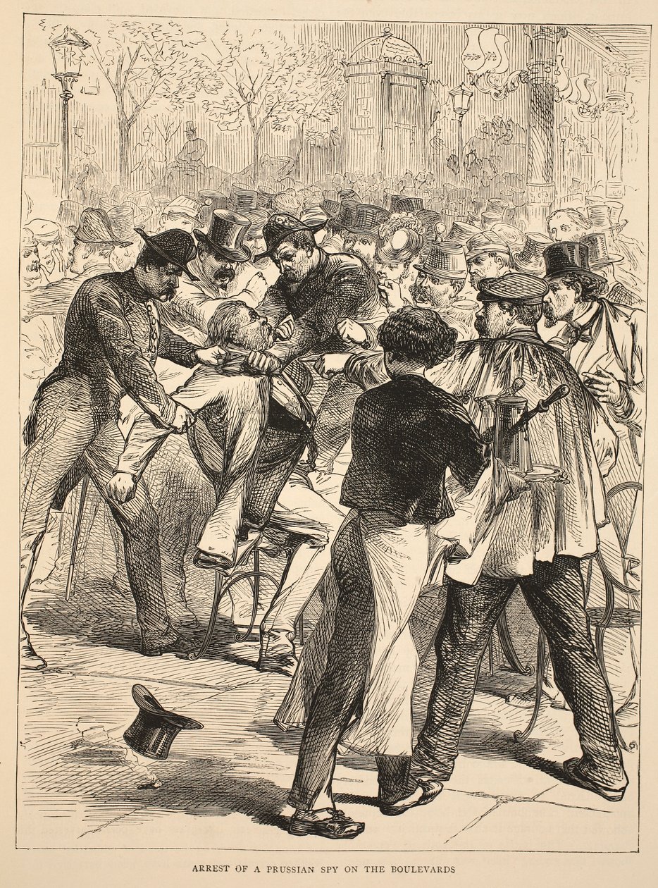 Verhaftung eines preußischen Spions auf den Boulevards, September 1870 von French School