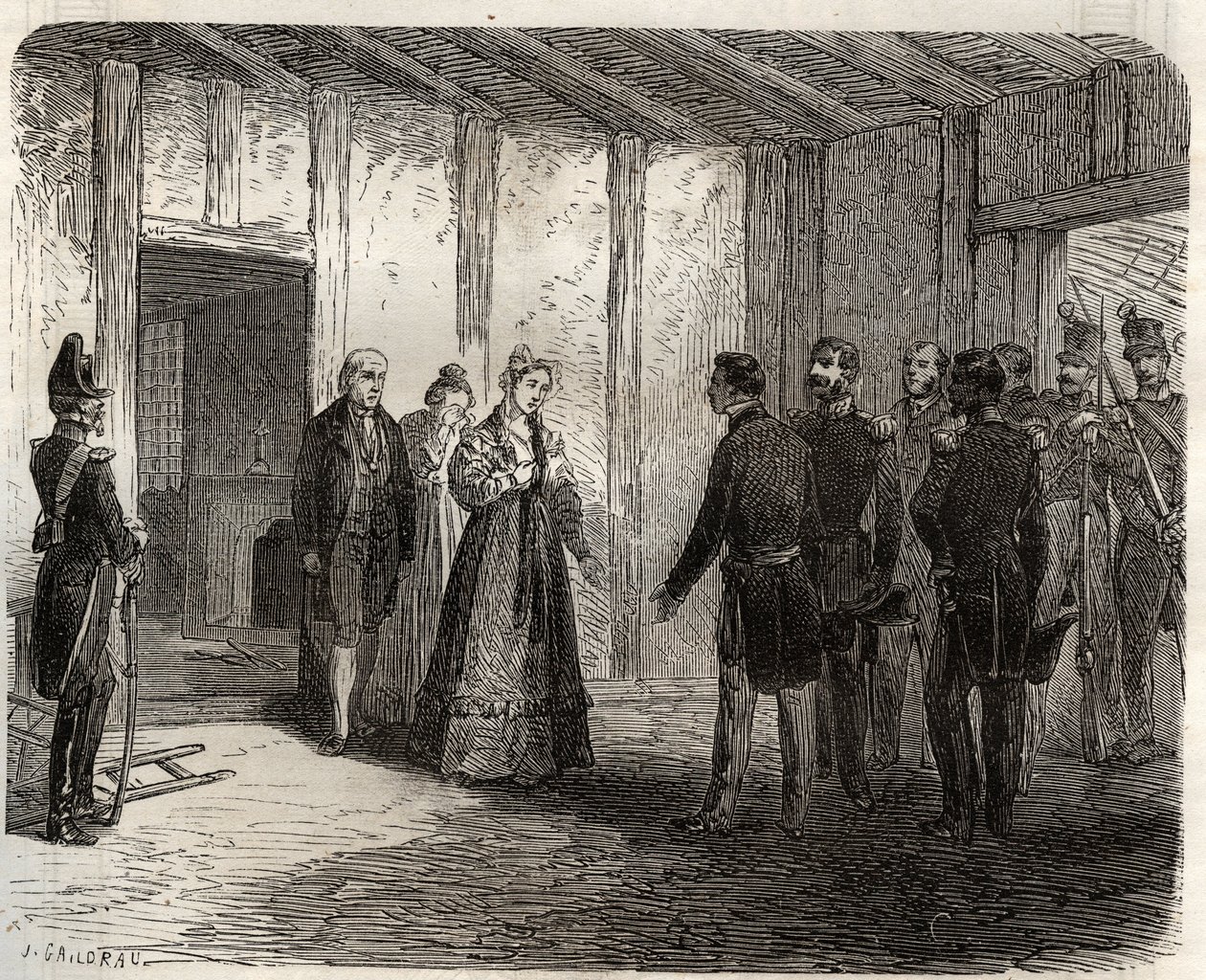 Verhaftung der Herzogin von Berry (1798-1870 Marie-Caroline de Bourbon-Sicily) in Nantes am 7. November von French School