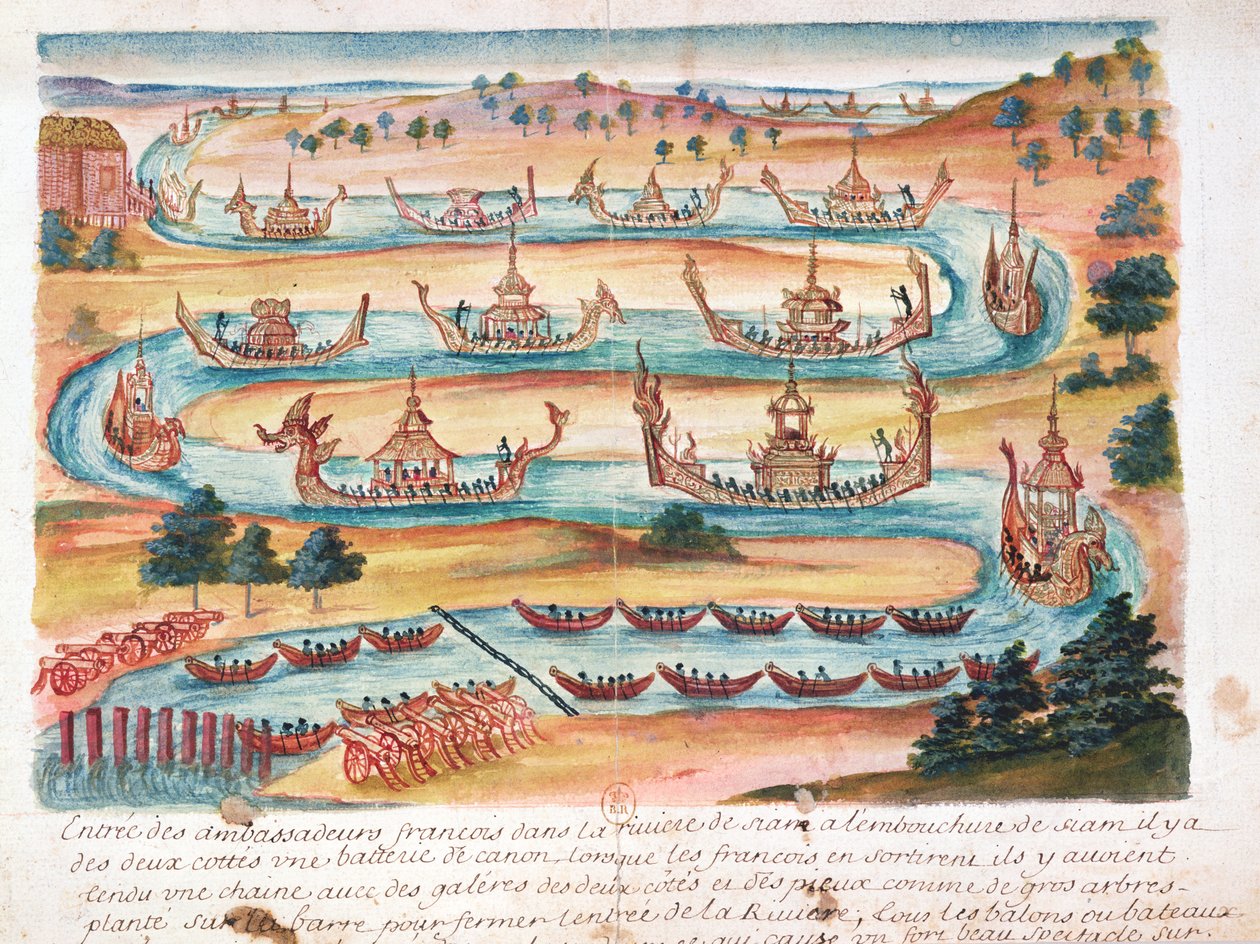Ankunft der französischen Botschafter in Siam, aus einem Bericht der Jesuiten in Siam, 1688 von French School